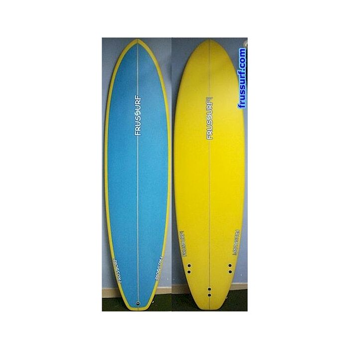 Tabla de surf Evolutiva FrusSurf azul cantos amarillos