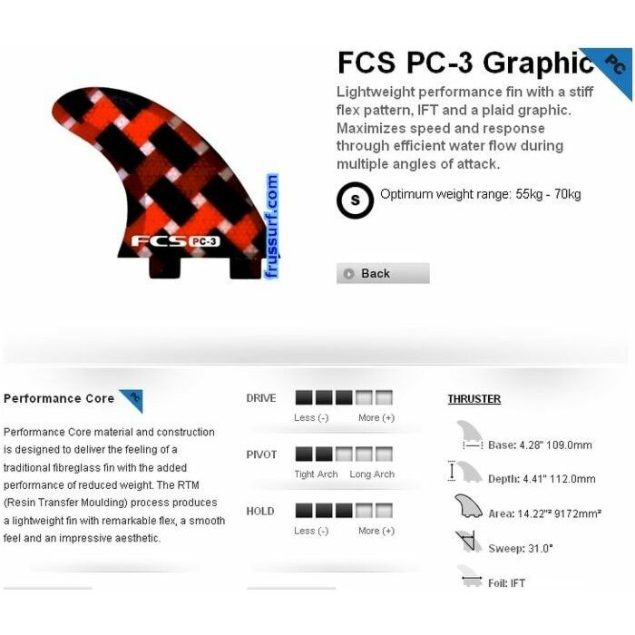 Quillas FCS PC-3 Graphic red trifin