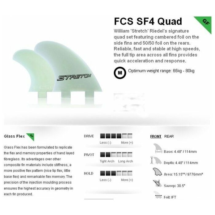Quillas surf FCS SF4-Quad Stretch PC