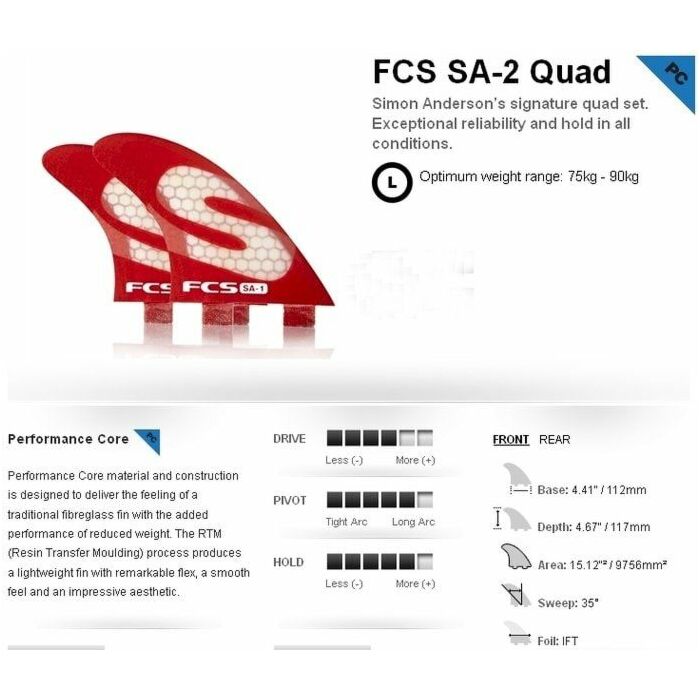 Quillas surf FCS SA-2 Quad PC