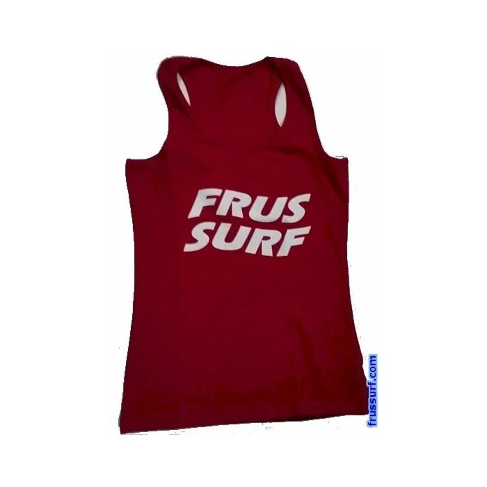 Camiseta FrusSurf chica sin mangas fucsia logo blanco